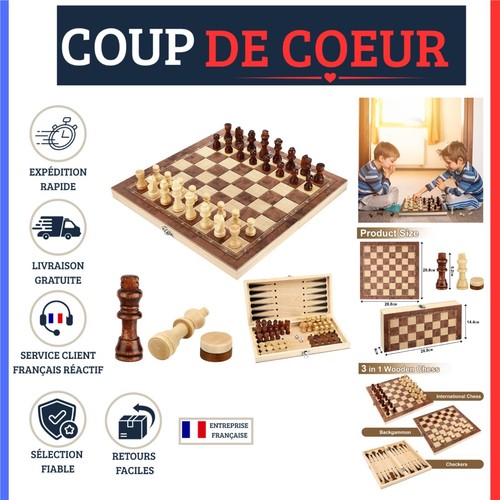 Jeu échecs bois en 1 - d'échecs,