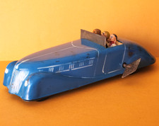 Antique toy car Renault Cabriolet Viva Grand Sport sheet metal CIJ 1939 23cm