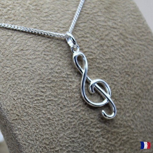 Pendentif clé sol argent - pendentif,