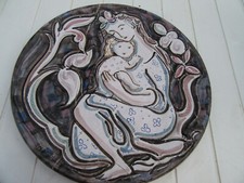 PLAT EN CERAMIQUE PIECE UNIQUE M. BORSI / GIRAUD   ANNEES  50/60" VALLAURIS