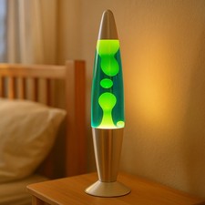 Lava Lampe de Table Lumière Magma Verre Déco Bleu Jaune D'Ambiance LED 40,2 CM