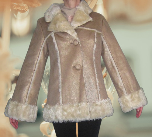 Veste fausse fourrure doré
