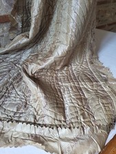 Antique Hand Piqué Silk Brocade Boutis Bed Cover 112x160cm 1900