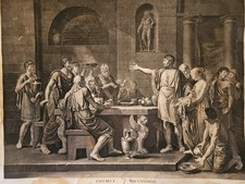 XVIIIe 1790 Ancienne Gravure Lycurgue Magnanimite Lebarbier Par AVRIL 61x73 ART