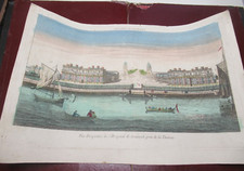 VUE OPTIQUE COULEURS "HOPITAL GREENWICH TAMISE " 1760-70 ZOGRASCOPE ANGLETERRE