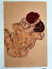 Egon Schiele Lithographie de Un Peinture COA Signé Sur Dalle Numéroté à Main