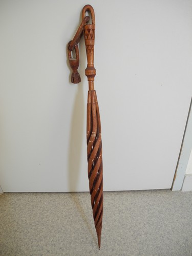 Ancien parapluie bois sculpté - ancien,