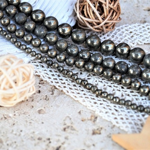Perles rondes pyrite - rondes,