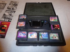 SEGA Game Gear Handheld System Bundle 8 Game SONIC CHAOS 9 Manual Carrying Case