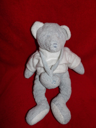 Doudou peluche ours gris pull - peluche,