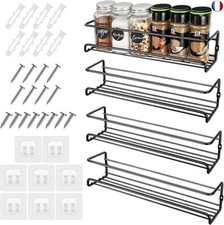 4 Pcs Etagere a Epices Murale, Porte Epices Cuisine avec Crochets Autocollants