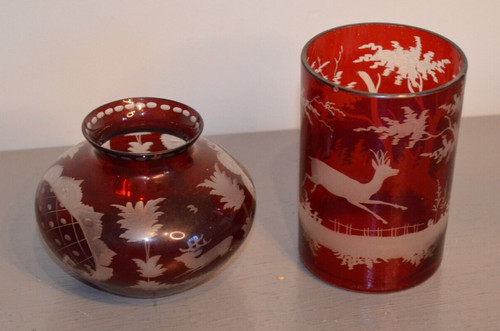 Bohemian crystal cup and pot