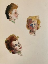 Very Beautiful Portrait Painting Woman Painter Artist Fauvism 1950 Collage