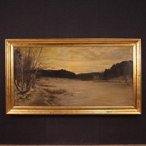 Grande paysage signé peinture - grande,