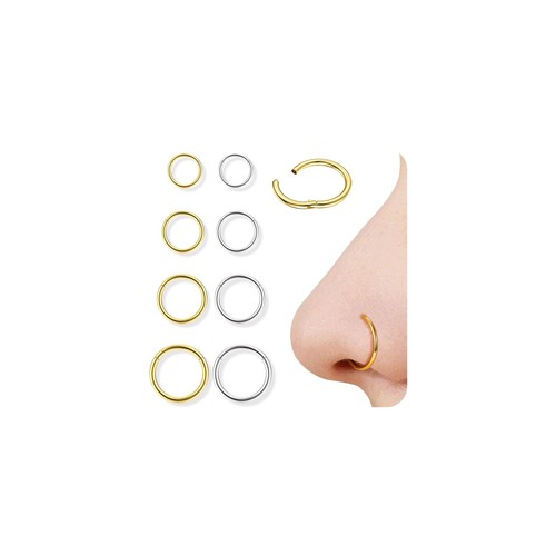 8pcs piercing nez anneaux - piercing, 316l