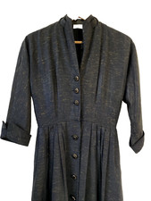 Vtg 50's Atomic Black Gold Fleck Fit & Flare Dress Pin-Up Rockabilly Sz XS S