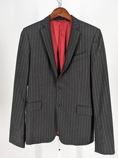 Costume National Homme Vtg Black Gray Pinstripe Jacket Blazer 46 Italy