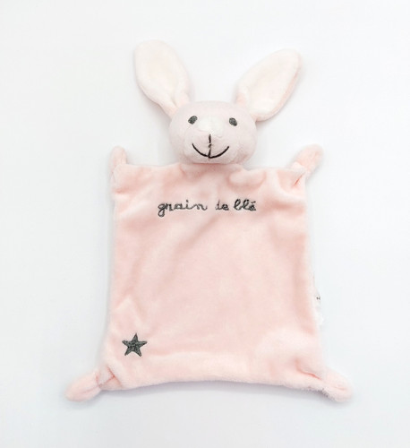 Doudou plat lapin rose - , blanc