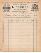 Invoice.AM19682.Villefranche.1905.L Fégnier.Grillage.carde.Muselière.Samis.a