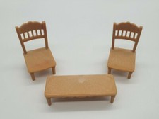 Sylvanian Families - Cosy Cottage - 2 chaises & 1 banc / 2 chairs & 1 bench 