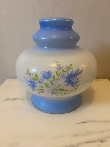Abat jour opaline bleu blanc - abat,