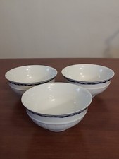 3 Limoges BERNARDAUD France BORGHESE Yellow Flower Blue Rope BASKETWEAVE BOWLS