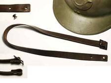 JUGULAIRE CASQUE ADRIAN 26 destinée à être boutonnée, type 1, cuir marron foncé