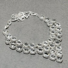 Collier bijoux cadeau mode fait main pierre précieuse topaze blanche facettée...