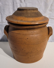 petit pot en grés, pot à graisse saloir avec couvercle