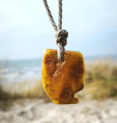 Pendentif pierre ambre - pendentif, en
