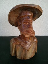SCULPTURE BUSTE EN BOIS HOMME