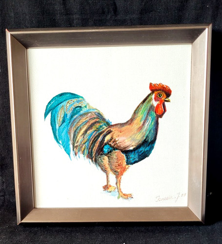 Peinture huile coq - coq, original