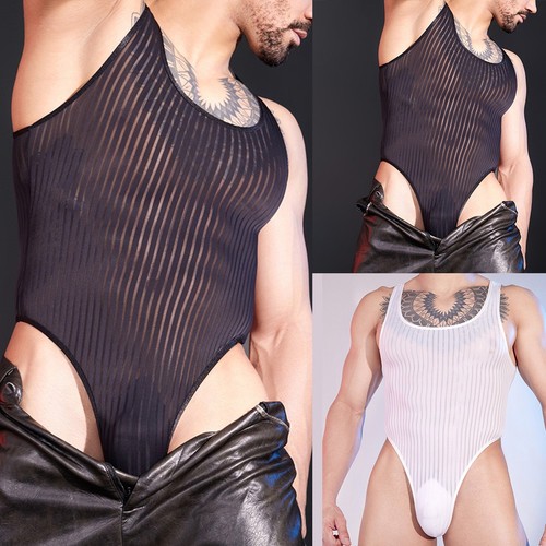 Body homme manches rayé voir