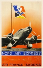 SABENA AVION NORD AIR EXPRESS Rhwd - POSTER HQ 60x90cm d'une AFFICHE VINTAGE