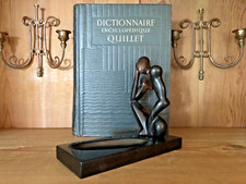 Ebony Wood Pen Holder with Abstract Sculpture of the Thinker - A Luxury Case
