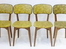 VINTAGE FRENCH 50' ROCKABILLY CHAIRS YELLOW & BLACK CAMOUFLAGE CHAIR SUITE OF 4