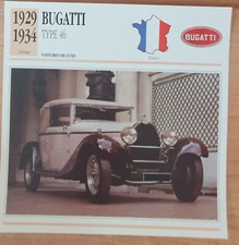 BUGATTI TYPE 46 CARTE EDITION ATLAS AUTO VOITURE
