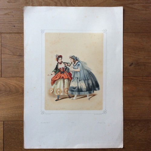 Gravure ancienne colorée - colorée, le