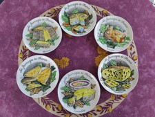 6 Assiettes Les Fromages de France Faience de Gien Peint à la Main 18,7cm