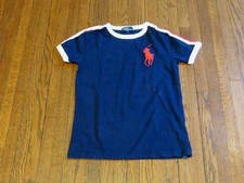Boys' Polo Ralph Lauren Big Pony USA Navy Blue White Red T-Shirt sz 7