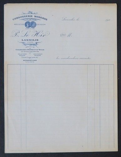 Facture 1920 cordonnerie - 1920,
