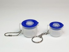 Lot 2 TUPPERWARE Pitcher Dosing Keychains RARE Vintage Miniature Magnet Box