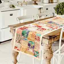 Indian Cotton Patchwork Table Runner Embroidered Dining Beige Table Tapestry