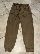 Unipro Trek Pants Qwick-Dry Khaki Light Weight Elastic Waist Joggers Size Large