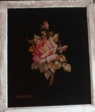 Vintage Aubusson Tapestry by Maxime Fougerol Handwoven Rose French Textile Art