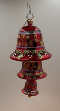 Christopher Radko Bell Trio Triple Bell Ornament Christmas Tree Holly Sparkle
