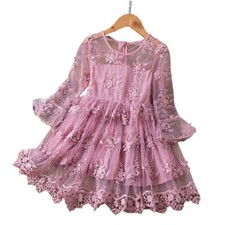 Robe Fille Rose Brodée