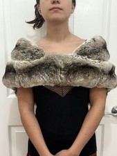 Vintage Chinchilla Fur Shoulder Wrap, 38” Long