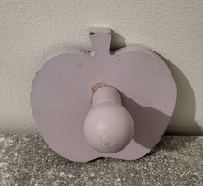 Antique Purple Wooden Apple Shape 1 Hanger Wall Coat Rack Vintage Item 