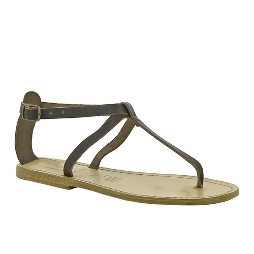 Sandale tong cuir - tong, marron